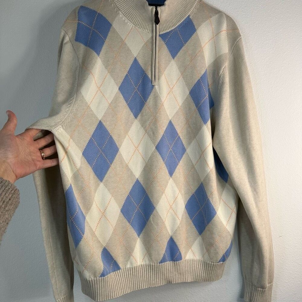 Brooks Brothers Supima Cotton Preppy Argyle Knit Pullover Sweater Mens Large - Picture 3 of 7